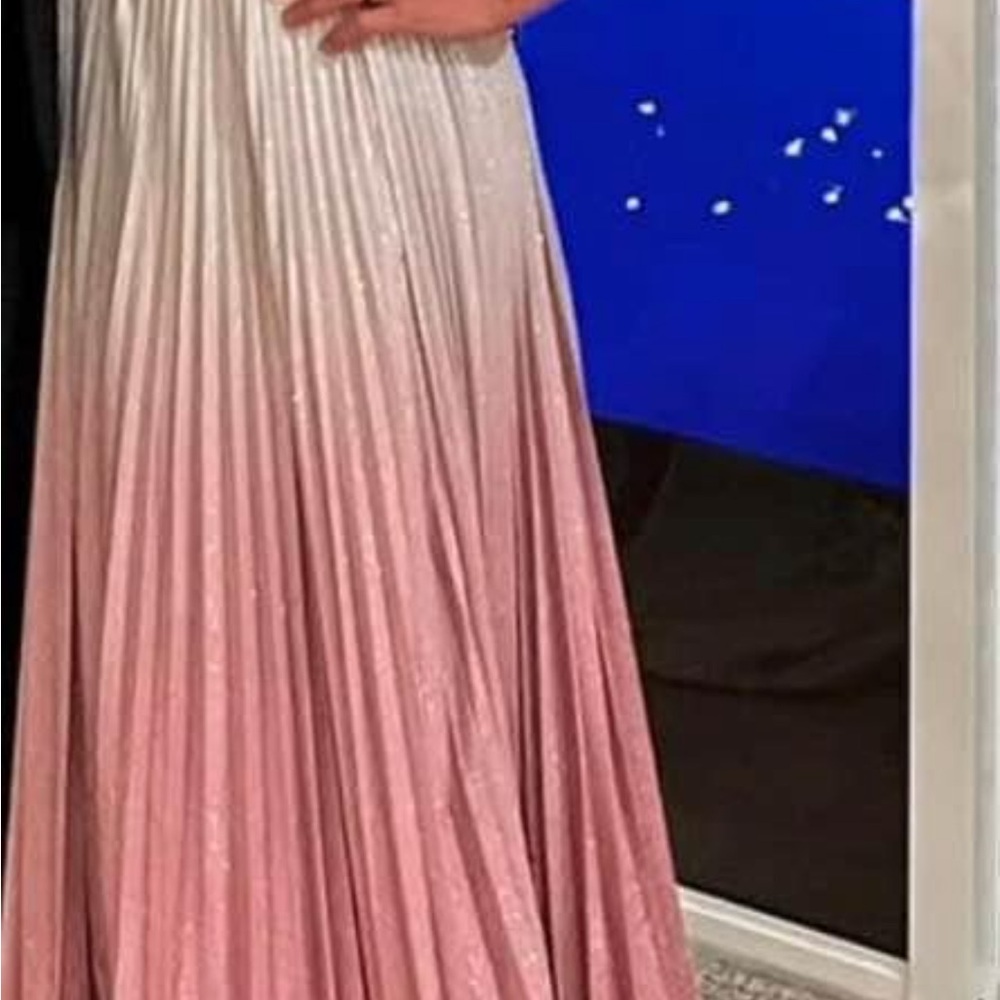 Elegant Pink Ombre Pleated Gown